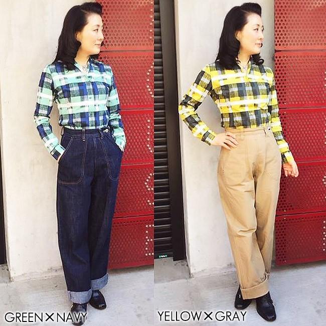 SAVOY CLOTHING Small collar Abstract Check Italian Blouse
