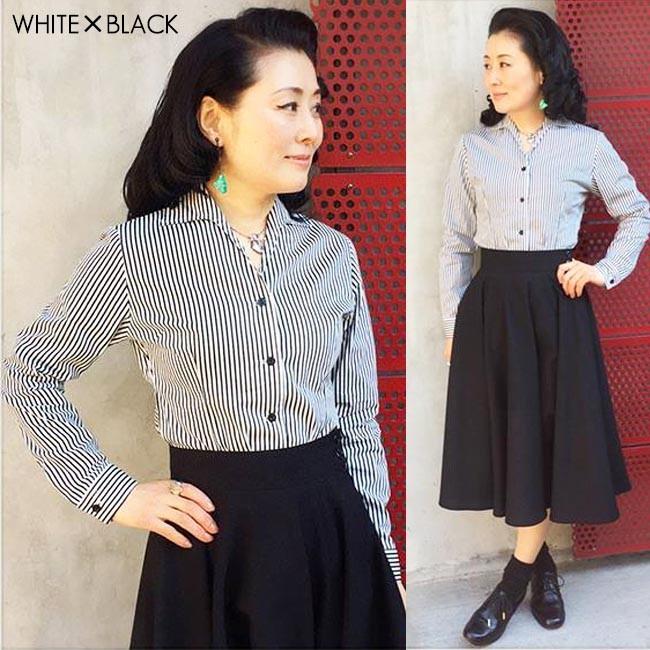 SAVOY（サボイ） SAVOY CLOTHING Small collar Stripe Italian Blouse 