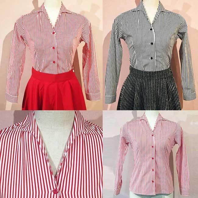 SAVOY（サボイ） SAVOY CLOTHING Small collar Stripe Italian Blouse 