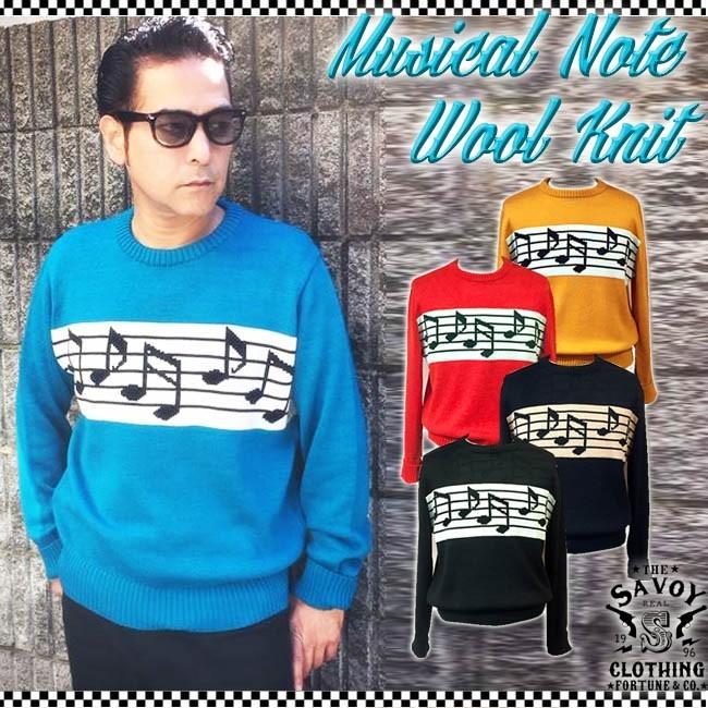 Savoy Clothing Musical Note Wool Knit ミュージカル ノート 柄 ウール ニット セーター メンズ 音符 サヴォイクロージング ロカビリー ファッション Svy Mkn003 阿路都 通販 Yahoo ショッピング