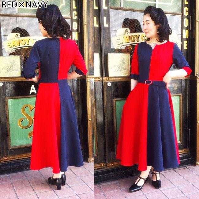SAVOY CLOTHING Miriam Checker One-Piece バイカラー ロング SAVOY CLOTHING Miriam Checker One-Piece バイカラー ロング