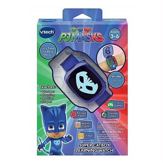 【VTech】 パジャマスク ラーニングウォッチ キャットボーイ PJ Masks Super Catboy Learning Watch PJマスク/時計/アラーム/タイマー/ストップウォッチ/4種のゲ｜ajmart｜04