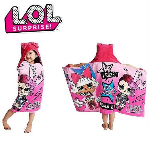 【L.O.L. Surprise 】 LOL サプライズ  フード付きタオル ラップタオル/バスタオル Soft Cotton Hooded Bath Towel Wrap プール/海/女の子用/lolサプライズ｜ajmart