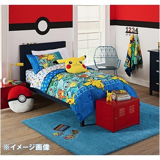 【Pokemon/ポケモン】 シングル 布団セット 掛け布団 フラットシーツ ボックスシーツ 枕カバー ファーストスターター  寝具セット/ベッドカバー/ピカチュウ