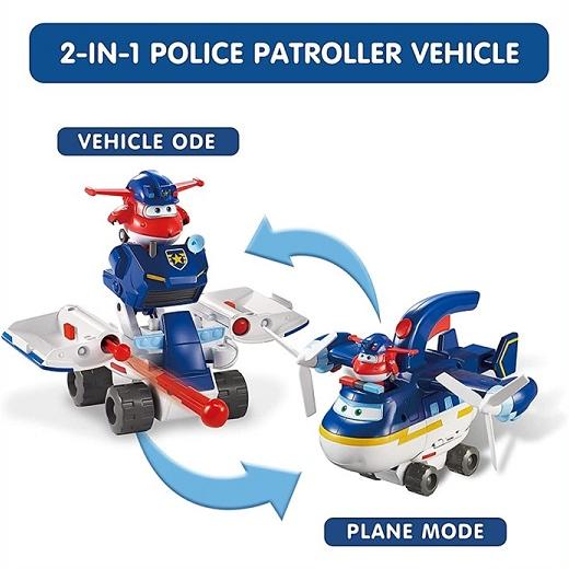Super Wings スーパーウィングス 2-1 ポリス パトローラー 2-in-1 Police Patroller ポールとジェット トランスフォーマー /フィギュア/おもちゃ/ロボット/飛行の画像