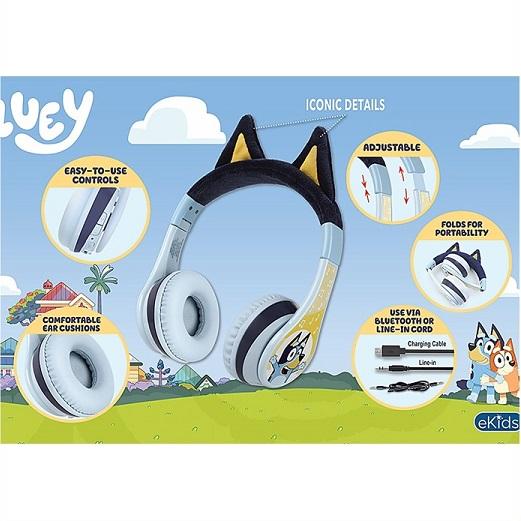 eKids【Bluey ブルーイ】 ワイヤレス ヘッドホン 内臓マイク・音量制限