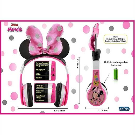eKids【ディズニー ジュニア】 ミニー ワイヤレスヘッドホン 内臓マイク・音量制限機能付き ミニーマウス ヘッドフォン キッズ Bluetooth ブルートゥース ボイス_6