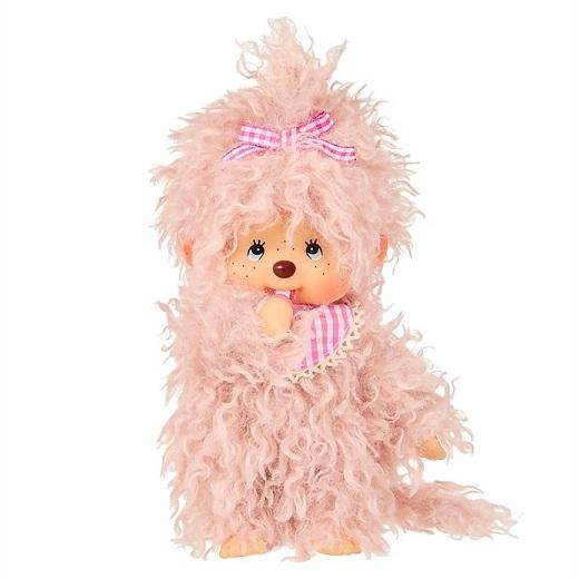 Monchhichi ピンク ぬいぐるみ 約20cm MONCHHICHI】 モンチッチ ロングボア くすみピンク ぬいぐるみ 20cm