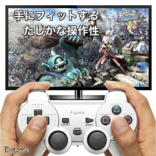 E Game 4way ワイヤレスコントローラー Dualshoc By Ps3 Ps2 Ps Pc オートスリープ機能 振動対応 クロス Ajプラザ 通販 Yahoo ショッピング