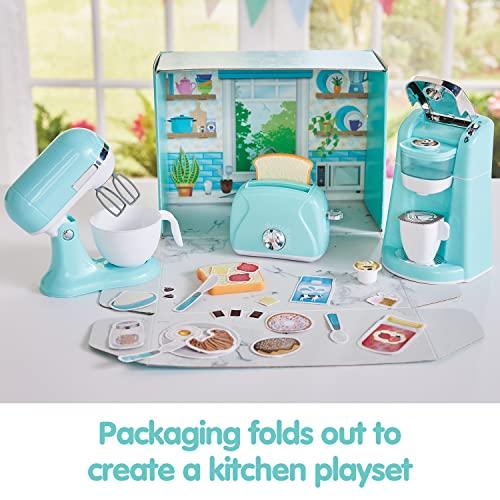Kidoozie トレンディキッチントリオ、リアルなおもちゃのキッチン家電3点セット ごっこ遊び用 3歳以上 コーヒーメーカー トースター