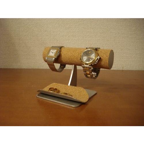 腕時計スタンド 春新作の 腕時計 スタンド おしゃれ 2本掛けトレイ付きウォッチスタンド ウオッチ 高級 2本