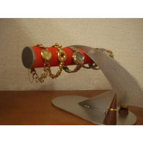 腕時計スタンド　レッドデザインインテリア4本掛け腕時計ディスプレイスタンド　指輪スタンド付き　_3