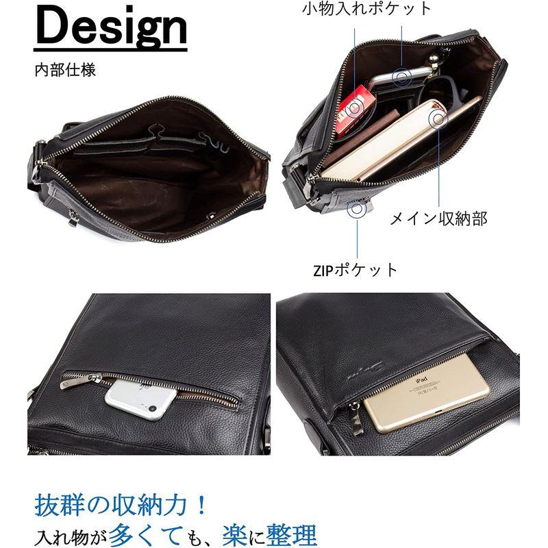 nisyakuショップ本革製品 DANJUE本物 正規品 天然皮革 長方形 縦型 ショルダーバッグ メンズ 本革 革鞄 斜めがけバッグ 黒