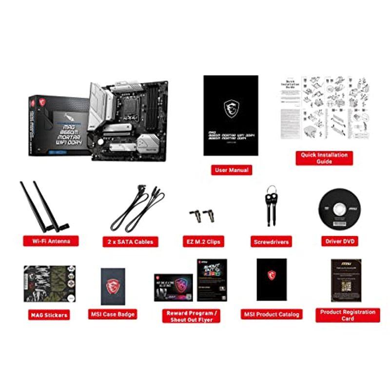 MSI MAG B660M MORTAR WIFI DDR4 マザーボード Micro-ATX Intel B660チップセット搭載 MB5 マザーボード D1259185969(11118円)