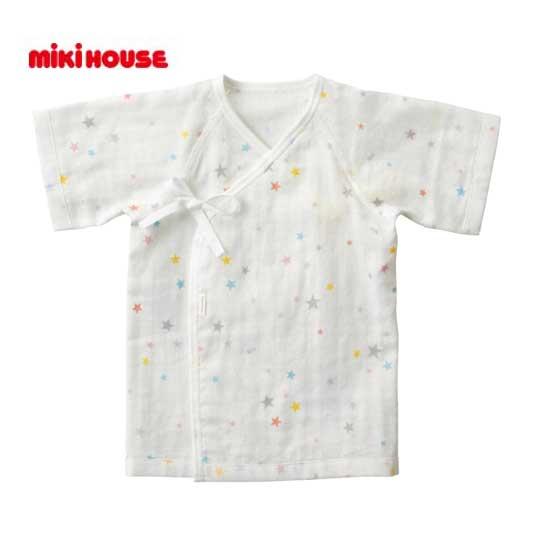 MIKI HOUSE（ミキハウス） 星柄ガーゼ素材の短肌着 01白 50・60cm