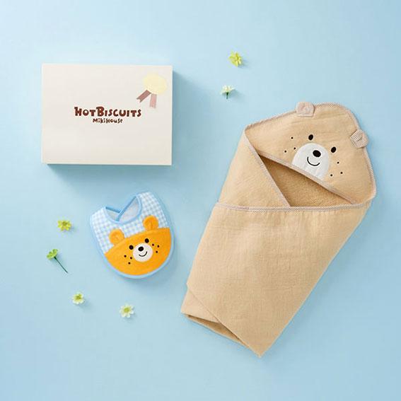 未開封新品未使用】ミキハウス ロンパース&バスタオル&ラトル ギフト