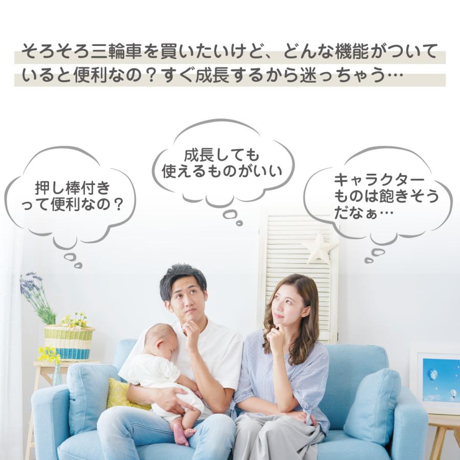 のりかえ三輪車【DX】 押し棒付き 布ベルト付き 背もたれ付き