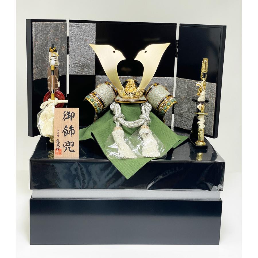 五月人形】収納 翔兜 藤青中灰威 寛蔵作【R0632】【兜収納飾り