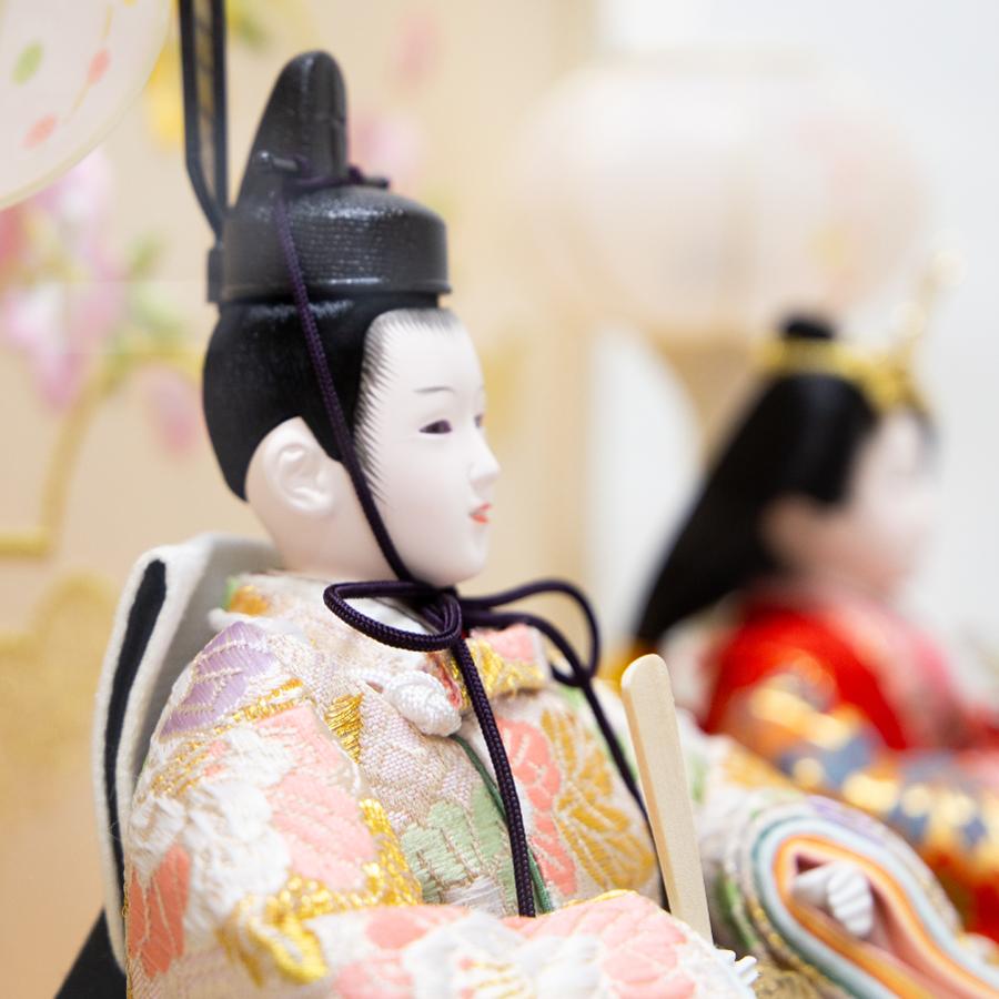 収納式親王飾り　白桜　セット 雛人形 コンパクト収納 親王飾りセット【P81204】 特殊塗料で