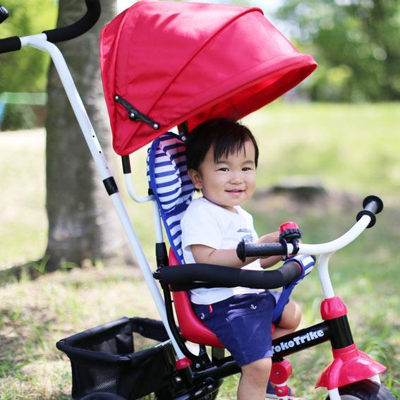 トコトコトライク 三輪車 レッド TokoTokoTrike キャノピー 子供 外遊び 乗り物 乗用玩具 キッズ プレゼント 子ども 3輪車 シンプル 赤 かじとり カジツキ｜akachandepart｜07