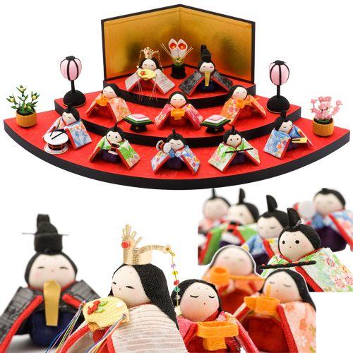 雛人形 コンパクト おしゃれ お雛様 ひな人形 ちりめん 扇面三段わらべ雛10人揃い 人気 モダン かわいい 新作アイテム毎日更新