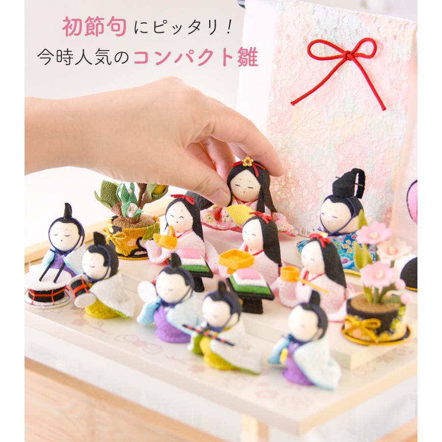 新発売!! 雛人形 ひな人形 コンパクト おしゃれ お雛様 雛 ちりめん 段飾り 平台 ケース飾り 当店オリジナル 人気 かわいい_3