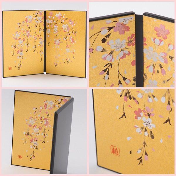 リュウコドウ 屏風 アートスタンド 蒔絵屏風15h 桜金 雛人形 ひな人形