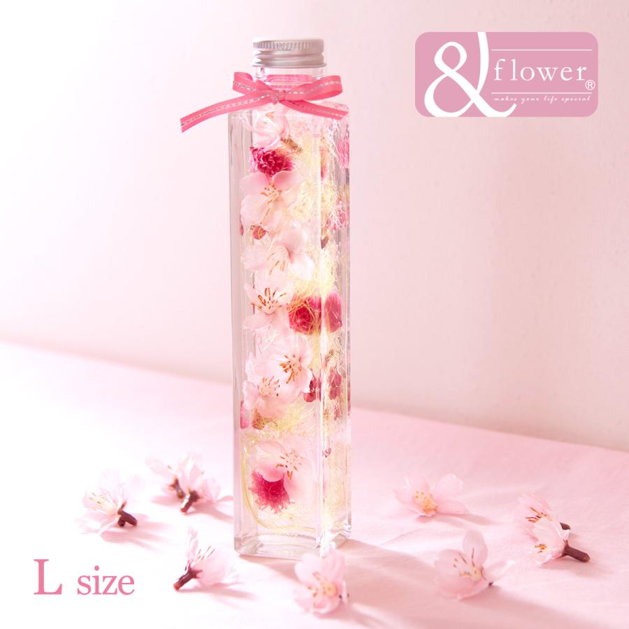 ハーバリウム さくら プレゼント 花 誕生日プレゼント 女性 母 女友達 結婚祝い プリザーブドフラワー アーティフィシャルフラワー 薄紅の桜 L 新着