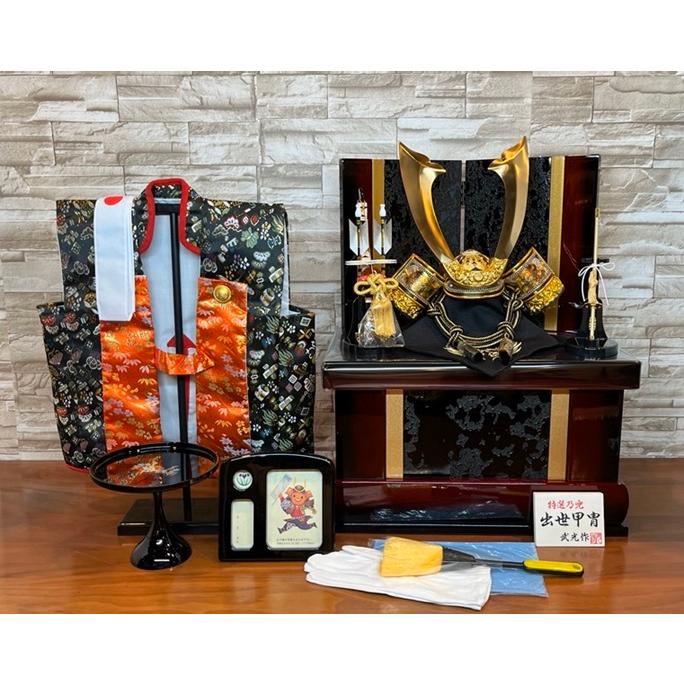 【お子様の名前とご家紋入りふくさ付き!】コンパクト兜収納箱飾り　五月人形 |  | 08