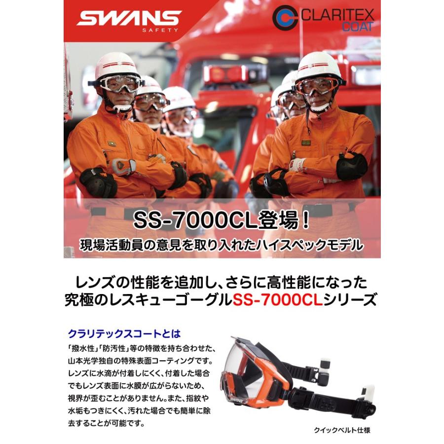 SWANS スワンズ 消防 レスキューゴーグル 保護メガネ SS-7000CL ヘルメット装着型クイックベルト仕様 クラリテックスコートレンズ｜akagi-aaa｜05
