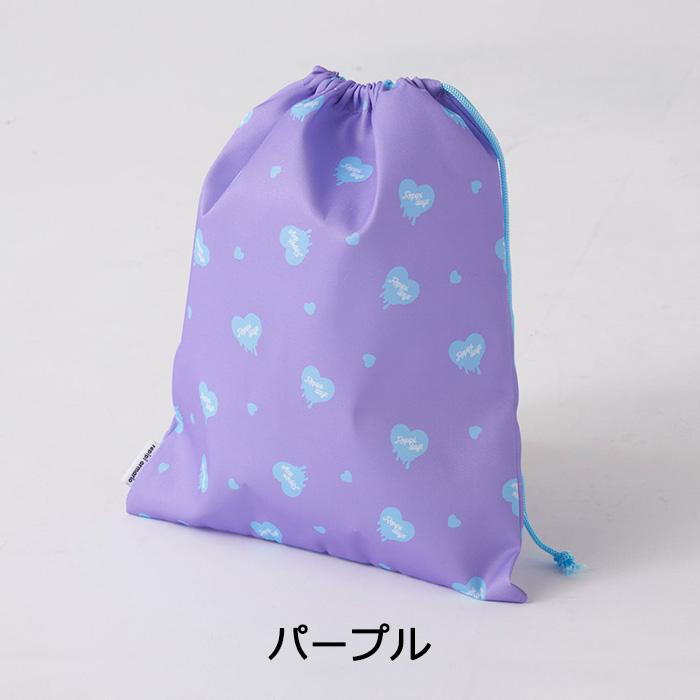 持ち手付き巾着袋  上靴入れ   ラブリーラビット柄×そらいろ 持ち手付き巾着袋 上靴入れ ラブリーラビット柄×そらいろ