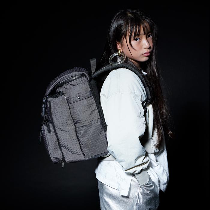ランドセル型リュックサック スクールバッグ デコレート Lサイズ(25L) ストラップおまけ付き グレー スタッズ風 decorate BUMPY バンピー DMS-100