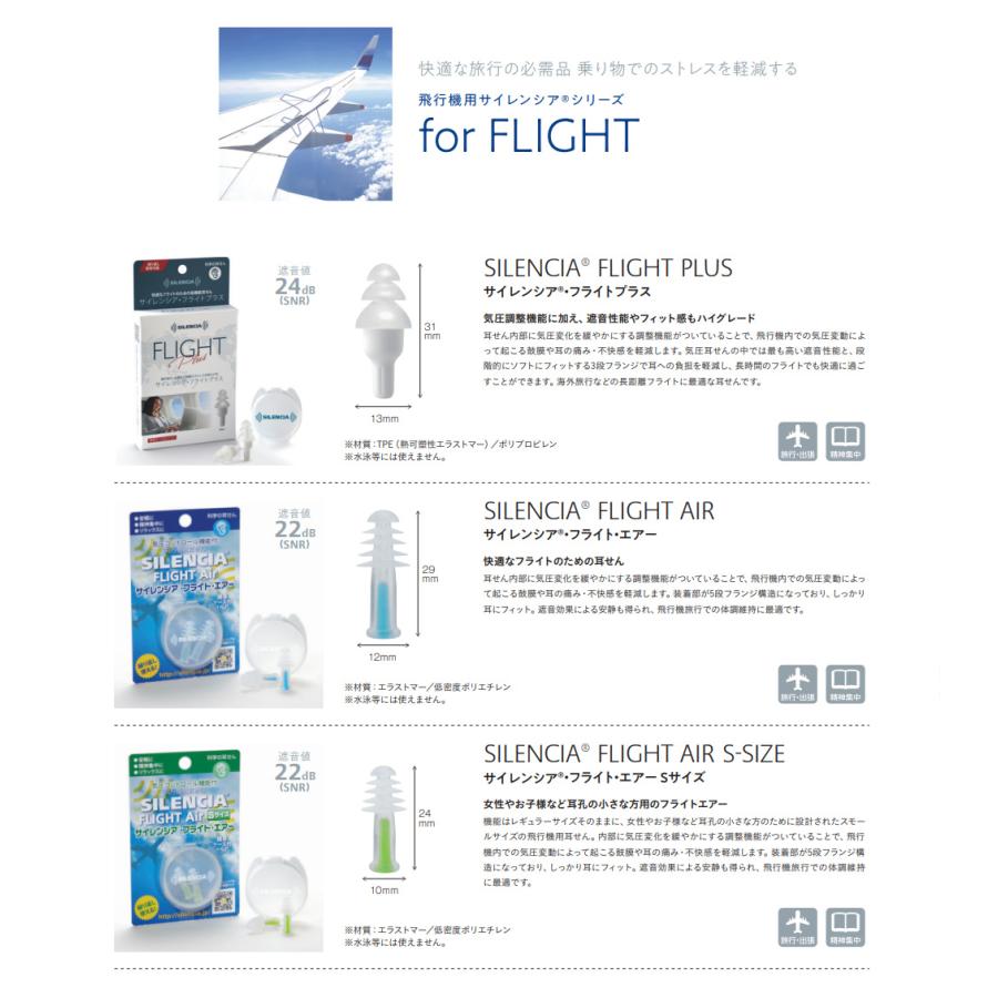 飛行機で耳が痛くならない耳栓 サイレンシア フライトプラス 大人用
