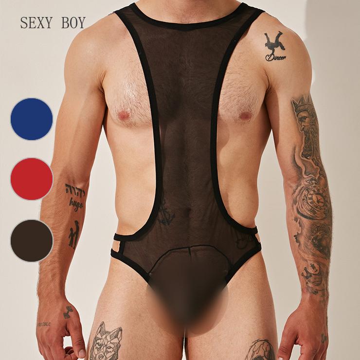 2022 SEXY BOY/BodySuit Thong メンズ セクシー系 下着  高品質 メッシュ生地 通気性 タイトフィット 透明感 吸水速乾 T-バック｜akahimensfashion