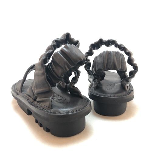 2026春夏新入荷 trippen トリッペン SYNCHRON-WAW サイクロン BK-BK-BK サンダル 一本ベルト シンプル 厚底 レディース レザー 本革 靴の画像
