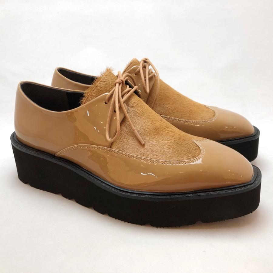 【おすすめ】CHIAKI KATAGIRI チアキカタギリ 厚底シューズ レースアップ エナメル ポニー コンビ 靴 83ck1160242 ボアダイヤル