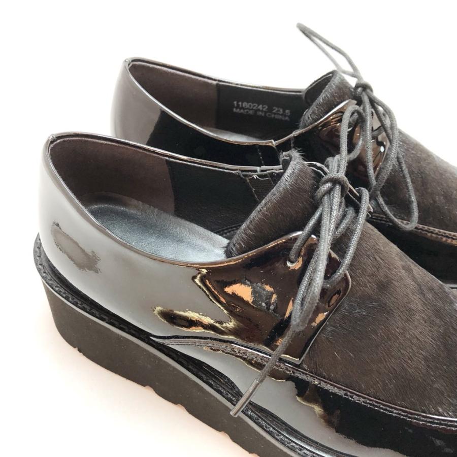 【おすすめ】CHIAKI KATAGIRI チアキカタギリ 厚底シューズ レースアップ エナメル ポニー コンビ 靴 83ck1160242 ボアダイヤル