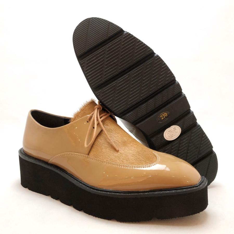 【おすすめ】CHIAKI KATAGIRI チアキカタギリ 厚底シューズ レースアップ エナメル ポニー コンビ 靴 83ck1160242 ボアダイヤル