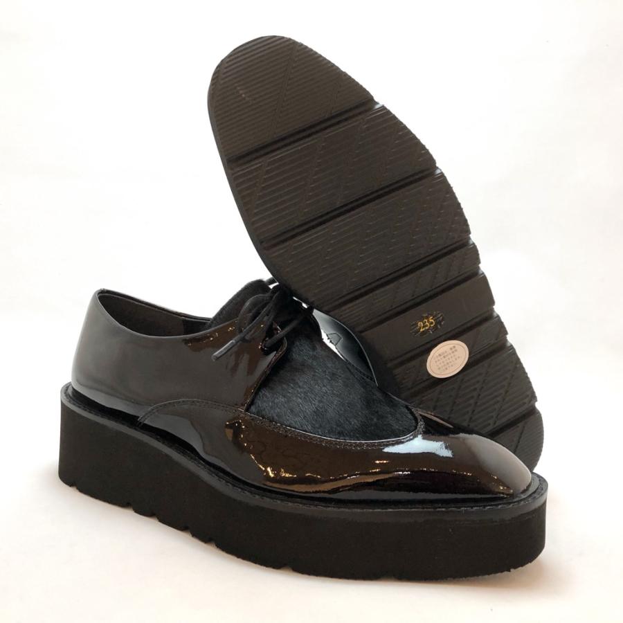 【おすすめ】CHIAKI KATAGIRI チアキカタギリ 厚底シューズ レースアップ エナメル ポニー コンビ 靴 83ck1160242 ボアダイヤル