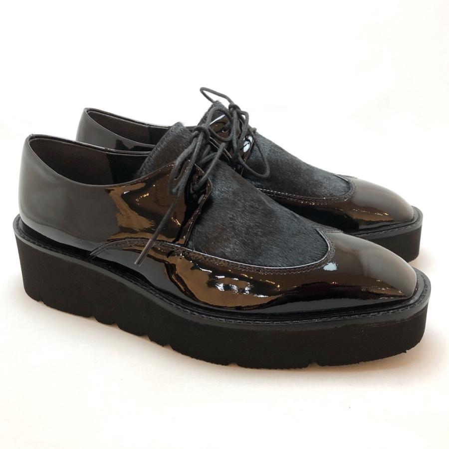 【おすすめ】CHIAKI KATAGIRI チアキカタギリ 厚底シューズ レースアップ エナメル ポニー コンビ 靴 83ck1160242 ボアダイヤル