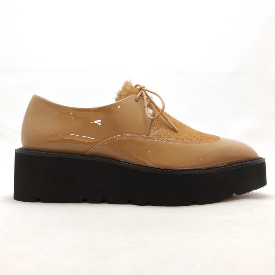 【おすすめ】CHIAKI KATAGIRI チアキカタギリ 厚底シューズ レースアップ エナメル ポニー コンビ 靴 83ck1160242 ボアダイヤル