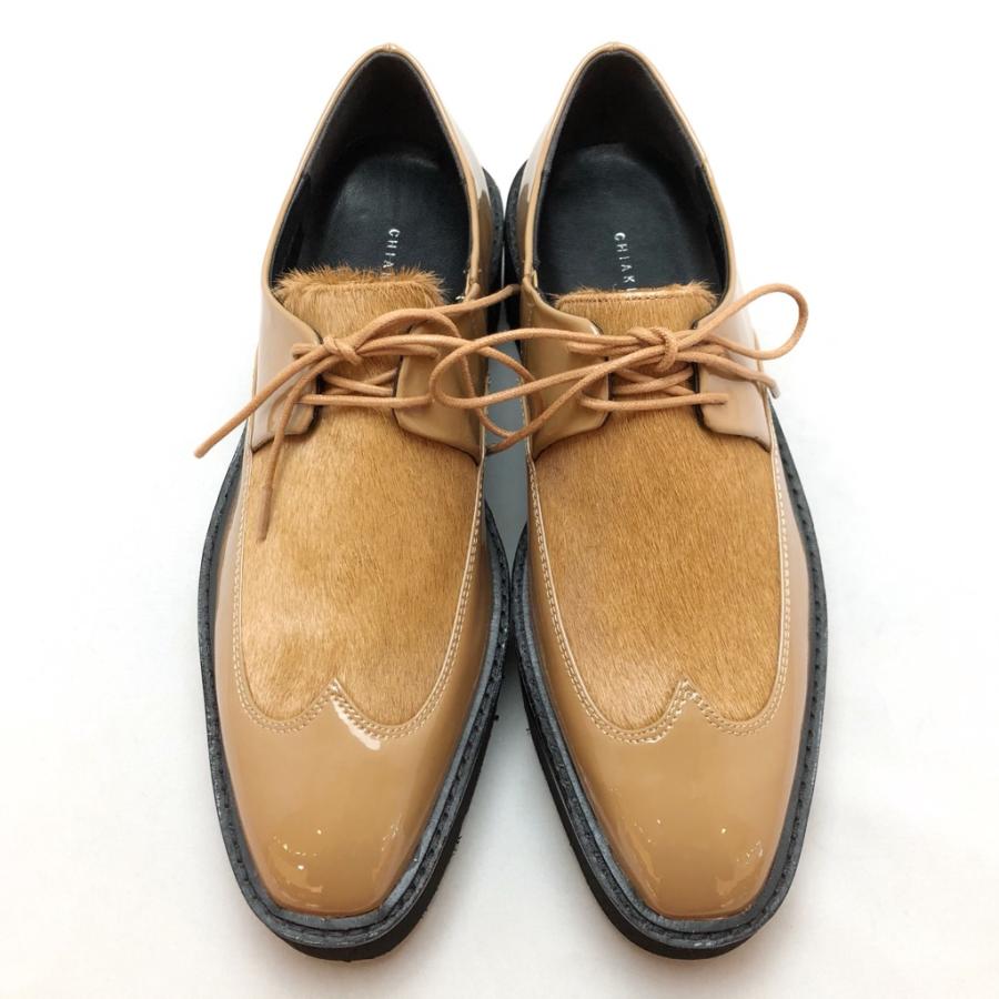 【おすすめ】CHIAKI KATAGIRI チアキカタギリ 厚底シューズ レースアップ エナメル ポニー コンビ 靴 83ck1160242 ボアダイヤル