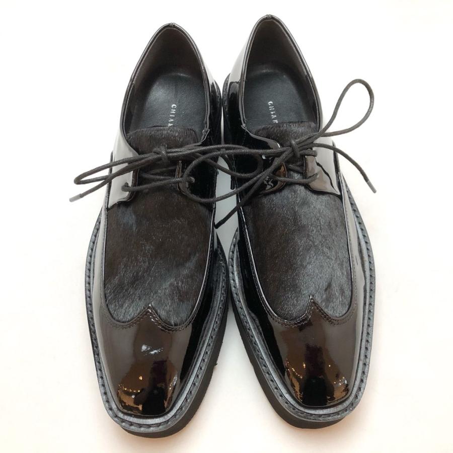 【おすすめ】CHIAKI KATAGIRI チアキカタギリ 厚底シューズ レースアップ エナメル ポニー コンビ 靴 83ck1160242 ボアダイヤル