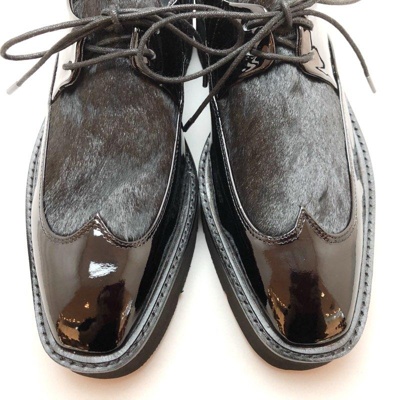 【おすすめ】CHIAKI KATAGIRI チアキカタギリ 厚底シューズ レースアップ エナメル ポニー コンビ 靴 83ck1160242 ボアダイヤル