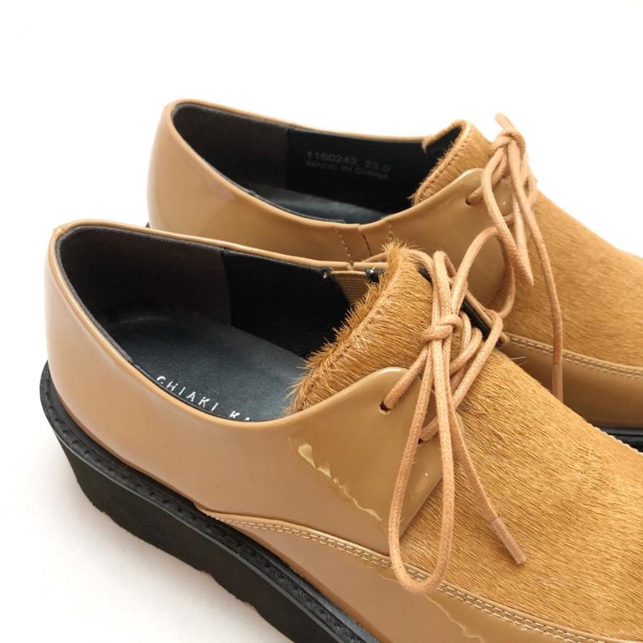 【おすすめ】CHIAKI KATAGIRI チアキカタギリ 厚底シューズ レースアップ エナメル ポニー コンビ 靴 83ck1160242 ボアダイヤル