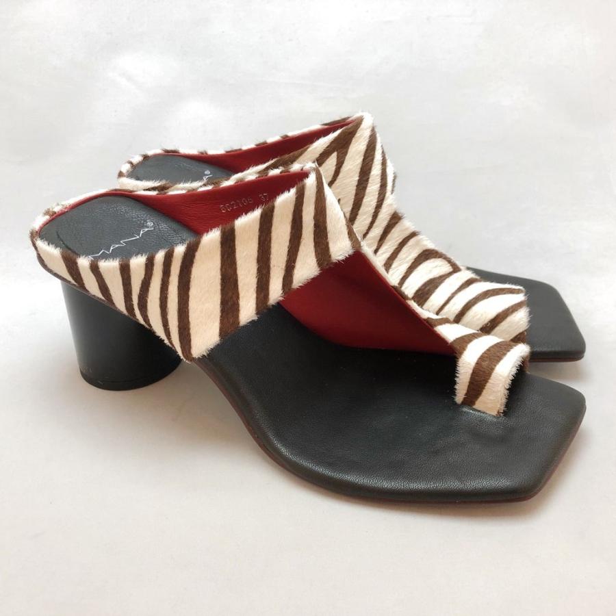珍しい 21春夏新素材 Mana マナ ミュール サンダル トング ゼブラ ポニー 円柱ヒール スクエア 靴 mnblc お1人様1点限り Kuljic Com