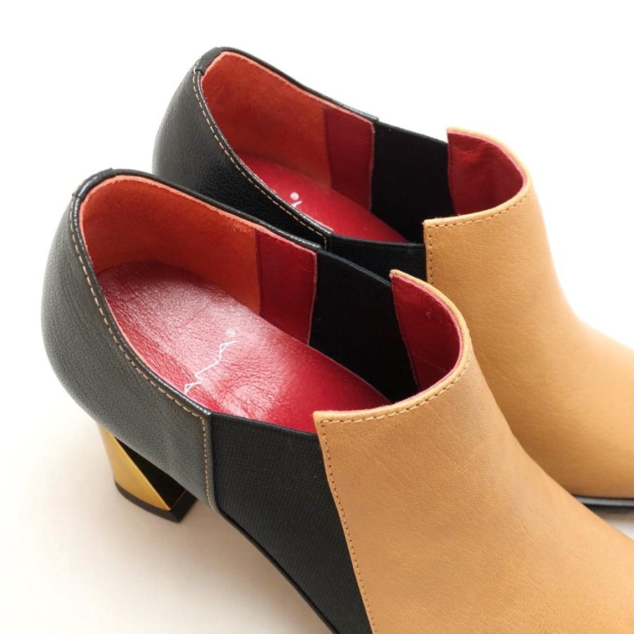 MANA マナ ブーティー ヒール サイドゴア パンプス 本革 靴 88mn511092  