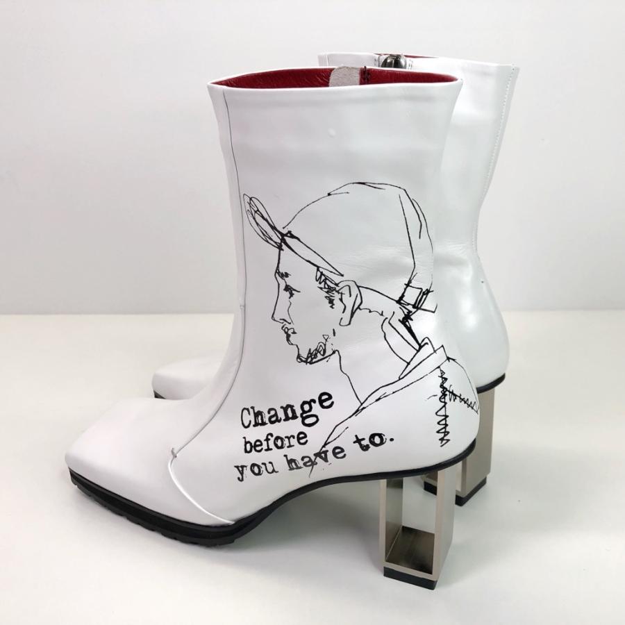 MANA マナ ブーツ ショート ドローイング メタルヒール 本革 靴 517039