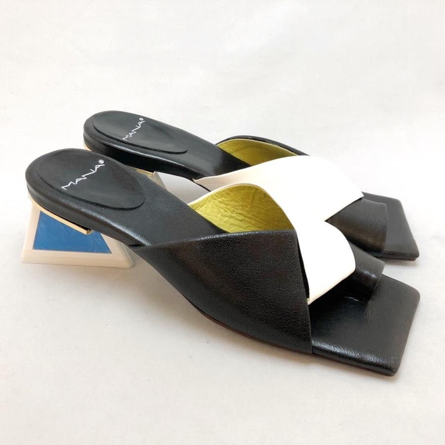 MANA マナ ミュール サンダル トング カラーコンビ アートヒール 靴