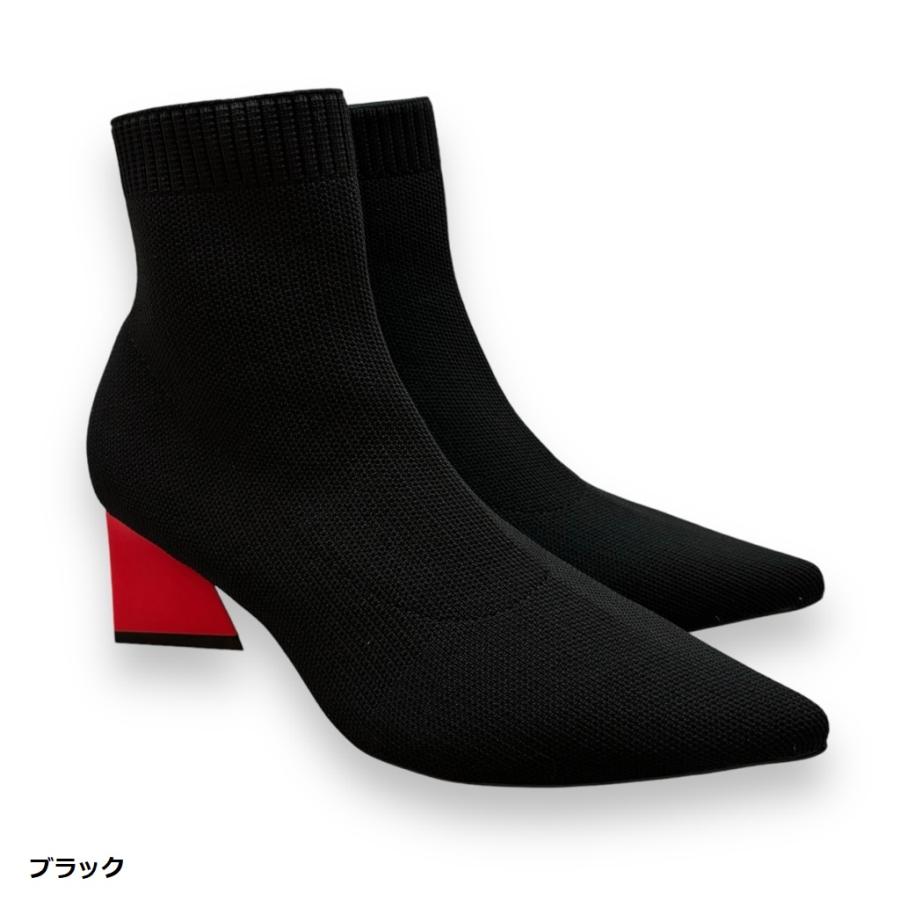 MANA マナ ブーツ ニット ストレッチ ポインテッド ヒール 靴 547088 : あかい靴 - 通販 - Yahoo!ショッピング